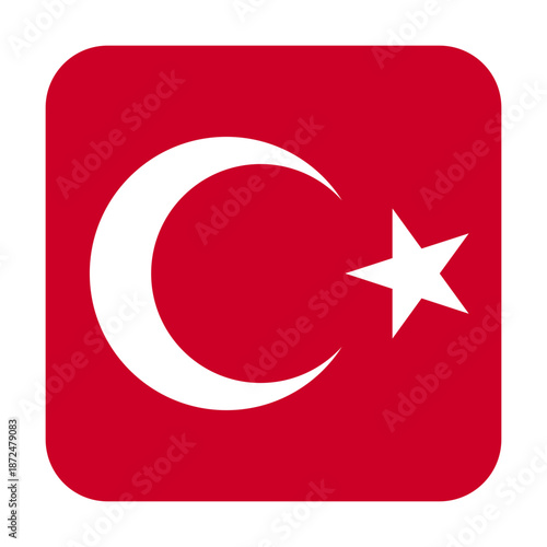 A square icon of the Turkish flag on a transparent background. Vector graphics