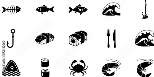 Seafood Restaurant Minimalist Fish Logo Silhouette