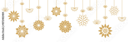 golden lotus flowers hanging background	