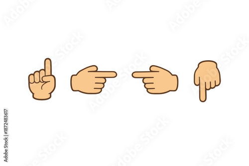 Collection of cartoon hand gestures pointing in different directions