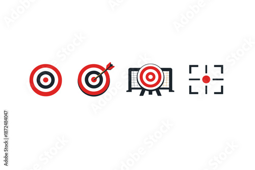 Set of target icons representing goals, accuracy, and focus in business and sports