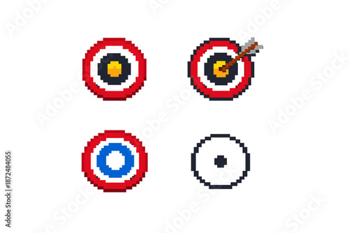 Pixel art targets and an arrow, representing accuracy and goals