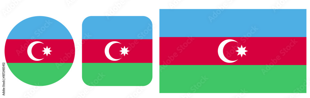 Obraz premium Signs and icons, flags of Azerbaijan on a transparent background. Vector graphics