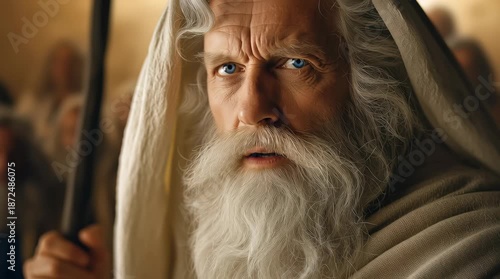 Headshot close up of prophet Moses