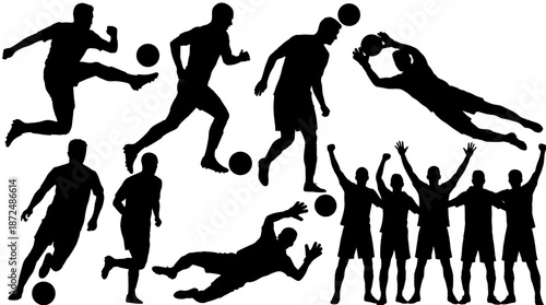 Athlete Silhouettes in Motion, Sports Illustration, Energetic Environment, Creative Viewpoint