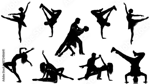 Diverse Styles and Moves, Studio Setting, Illustration, Energetic Atmosphere, Artistic Viewpoint