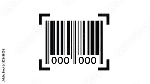 A barcode with a scanner frame displaying black and white stripes and numerical code
