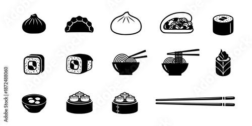 Asian Fusion Dim Sum Dumpling Logo Silhouette