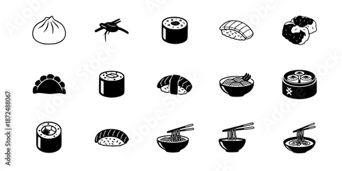 Asian Fusion Dim Sum Dumpling Logo Silhouette