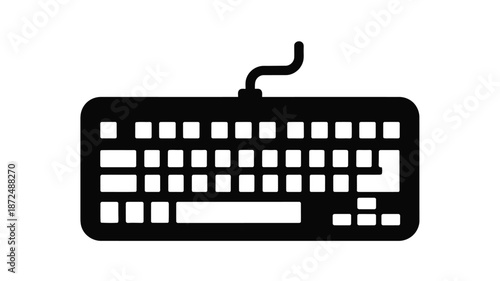 Simple black and white illustration of a computer keyboard a key input device