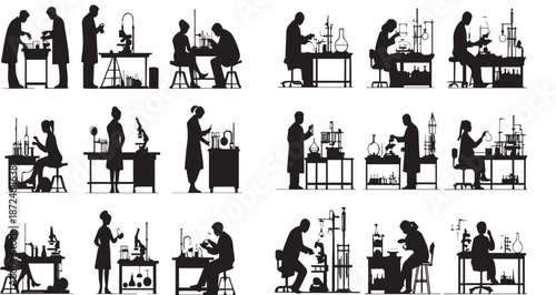 Laboratory Work Silhouettes – Scientific Interaction Icon Pack