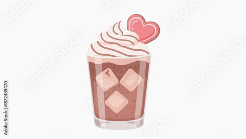 Valentine Drink Vector Illustration Collection with Heart Decoration on White Background