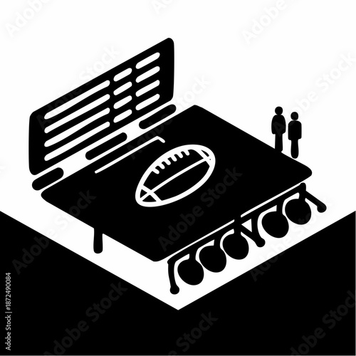 American Football Stadium with Spectators and Field.