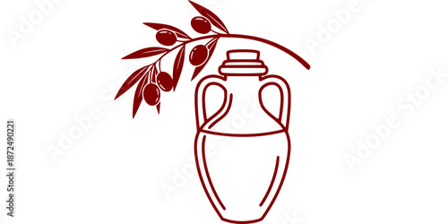 Mediterranean Greek Olive Oil Logo Silhouette