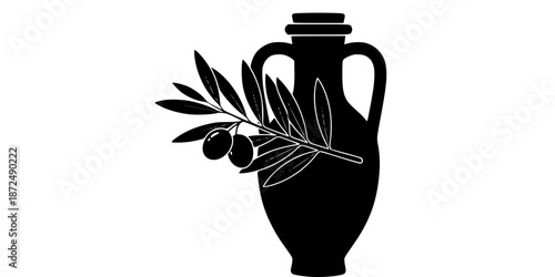 Mediterranean Greek Olive Oil Logo Silhouette