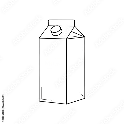 minimalist milk carton line art illustration with screw cap