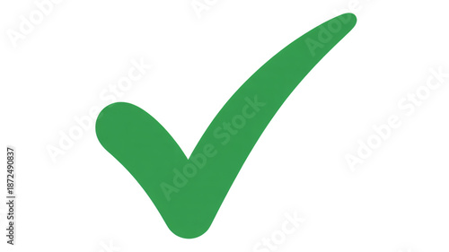 Green checkmark icon in simple flat design with bright green color on white background for approval symbol