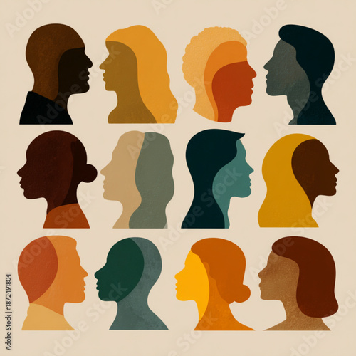 Diverse group of people profiles.