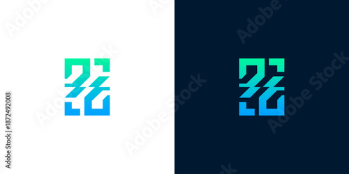 Abstract modern digital logo design with a sleek gradient effect, representing connectivity and technological innovation for a contemporary brand identity