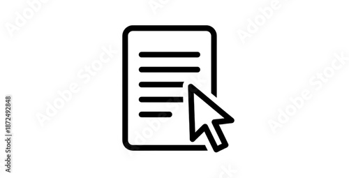 Cursor selecting text on digital document symbol for online content interaction