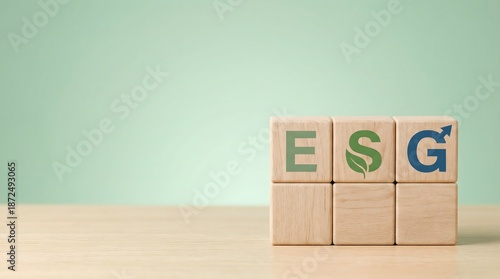 ESG environmental social governance wooden blocks