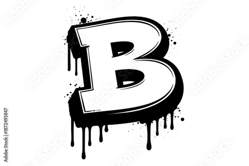 Graffiti style dripping letter b with bold street art design