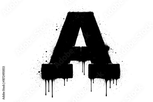 Grunge stencil spray paint alphabet with dripping effect