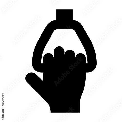 Minimalist Transit Hand Grip Icon - Black Vector Standing Passenger Safety and Commuter Support Symbol