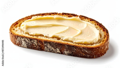 Delicious slice of toasted bread with melted butter on top