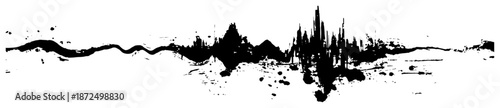 abstract audio sound wave illustration with grunge ink texture
