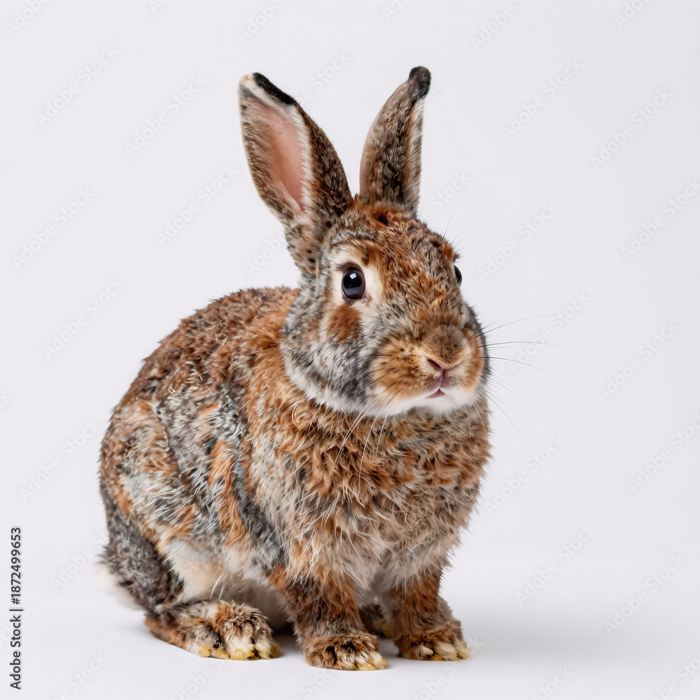 Obraz premium Isolated brown rabbit on white background