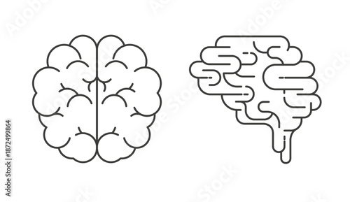 Linear abstract brain. Mental health concept illustration.