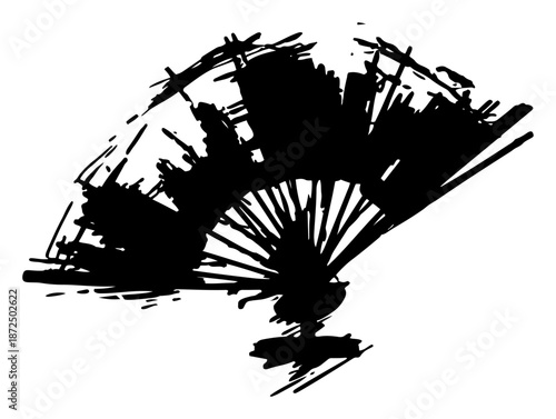 Stylized hand fan vector illustration in expressive urban street art style