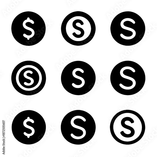 Glossy currency and copyright symbols on gray background