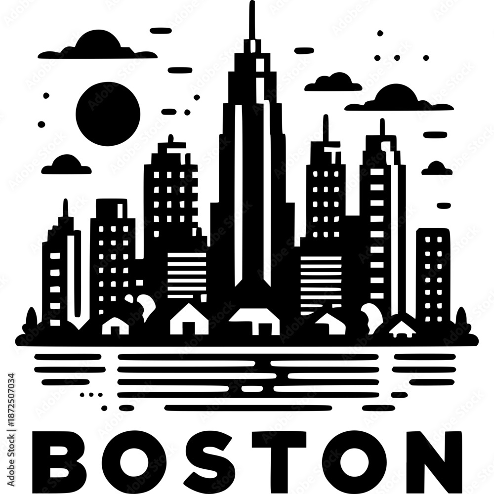 Fototapeta premium Boston Skyline Icon Vector