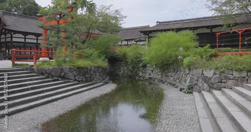 Tranquil Stream Flowing Through Japanese Temple Grounds