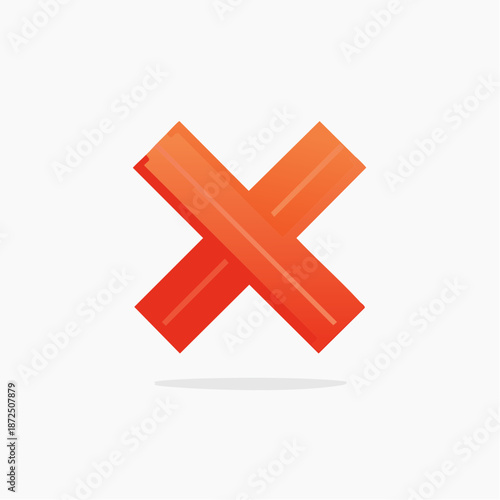 Vibrant Red X Mark Graphic Design Element with Modern Gradient Effect, Symbolizing Deletion, Incorrectness, or Close Action for Digital Interfaces