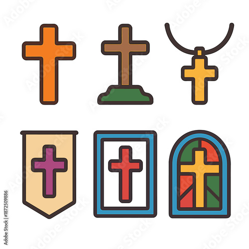 Christian cross icons: collection of religious symbols and art in various designs