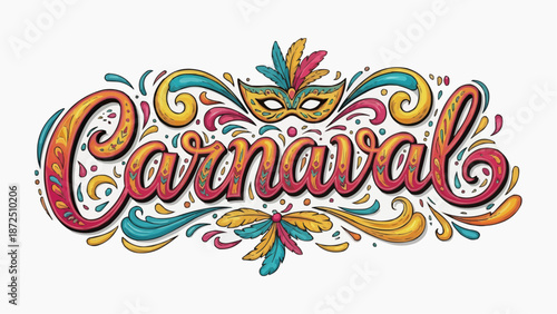 Vibrant Carnaval celebration with colorful mask and swirling patterns