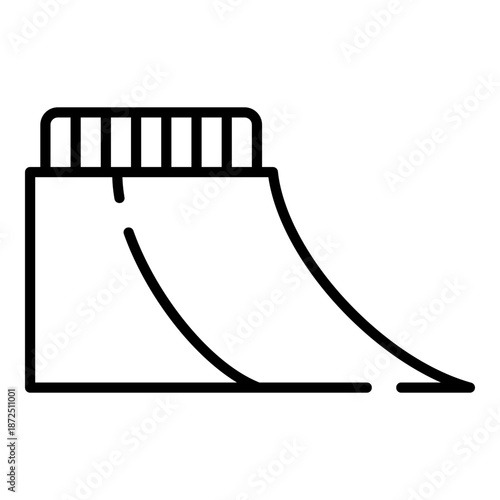Skateboard track, ramp, skatepark black line icon