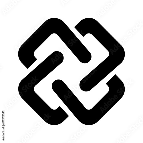 Rounded interlocking square form representing unity, cooperation, and seamless structure.