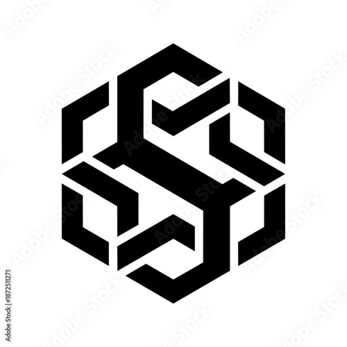 Fotografie Interlocking geometric hexagon symbol suggesting structure, connection, and modular systems
