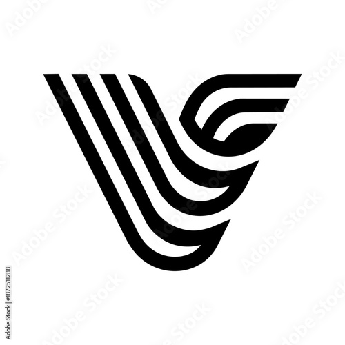 Flowing linear form with layered curves suggesting speed, energy, and fluid forward motion.