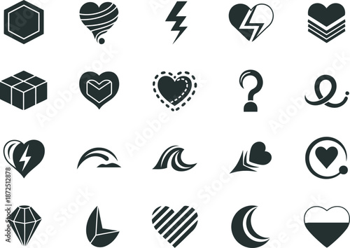 Love symbols icon set