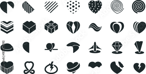 Heart shaped icons for valentine's day