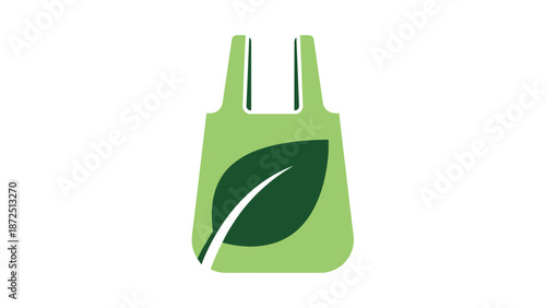 Green reusable shopping bag with a leaf design, symbolizing eco-friendliness and sustainability for environmental protection.