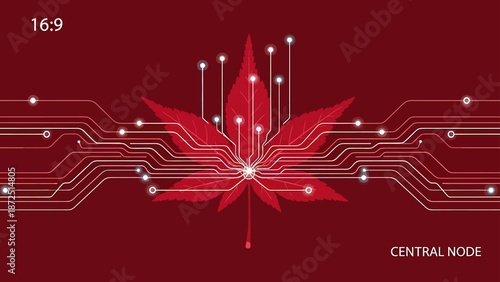 digital maple leaf circuit board illustration connecting canadian technology innovation and data networks for global business and sustainable development.