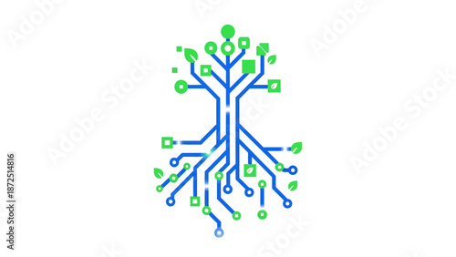 digital tree merging nature and technology representing sustainable innovation and technological growth for environmental integration and future concepts
