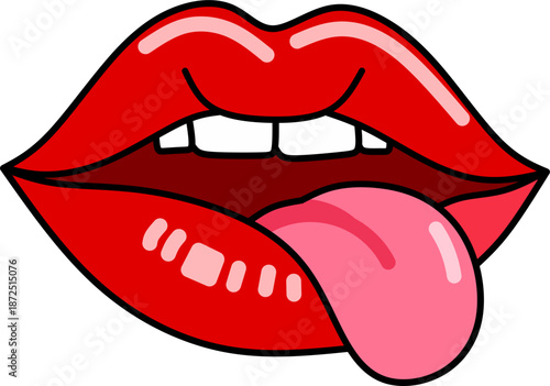 vector illustration of lips with tongue