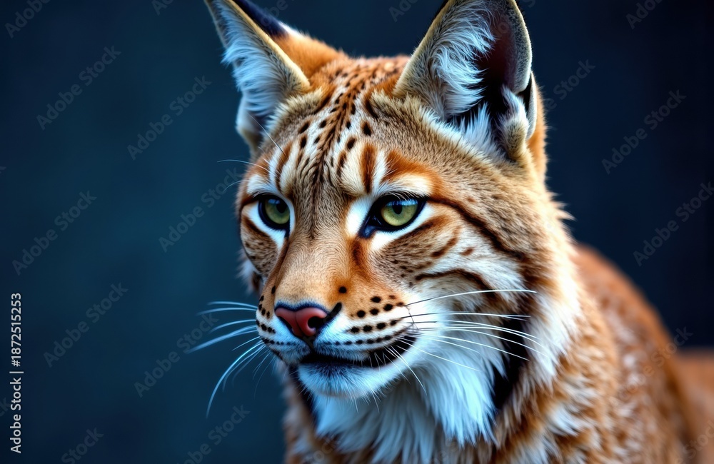 Obraz premium Wild cat with amber fur gazes into the distance in a dramatic portrait